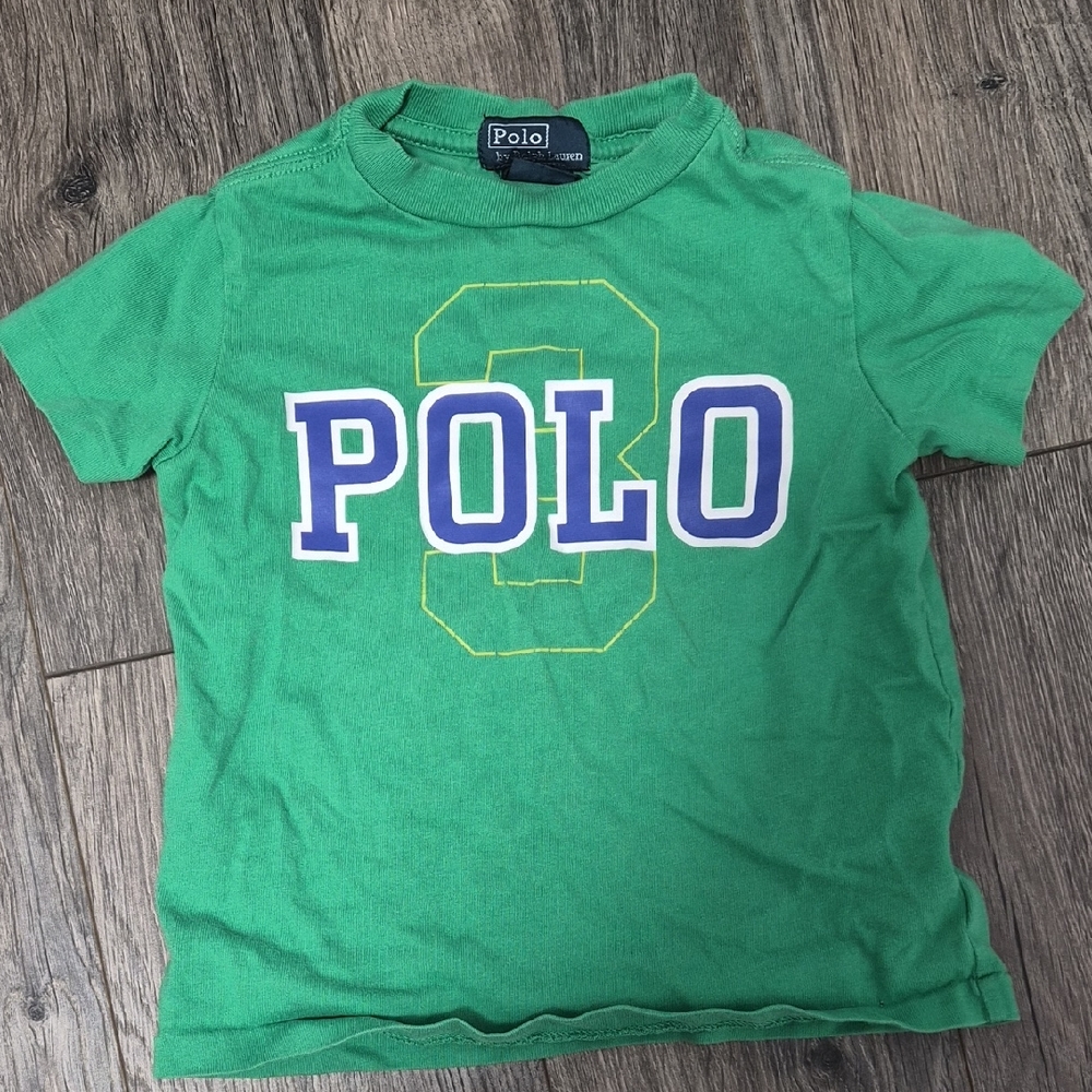 Polo by Ralph Lauren Green Tee with Blue and Yellow Logo